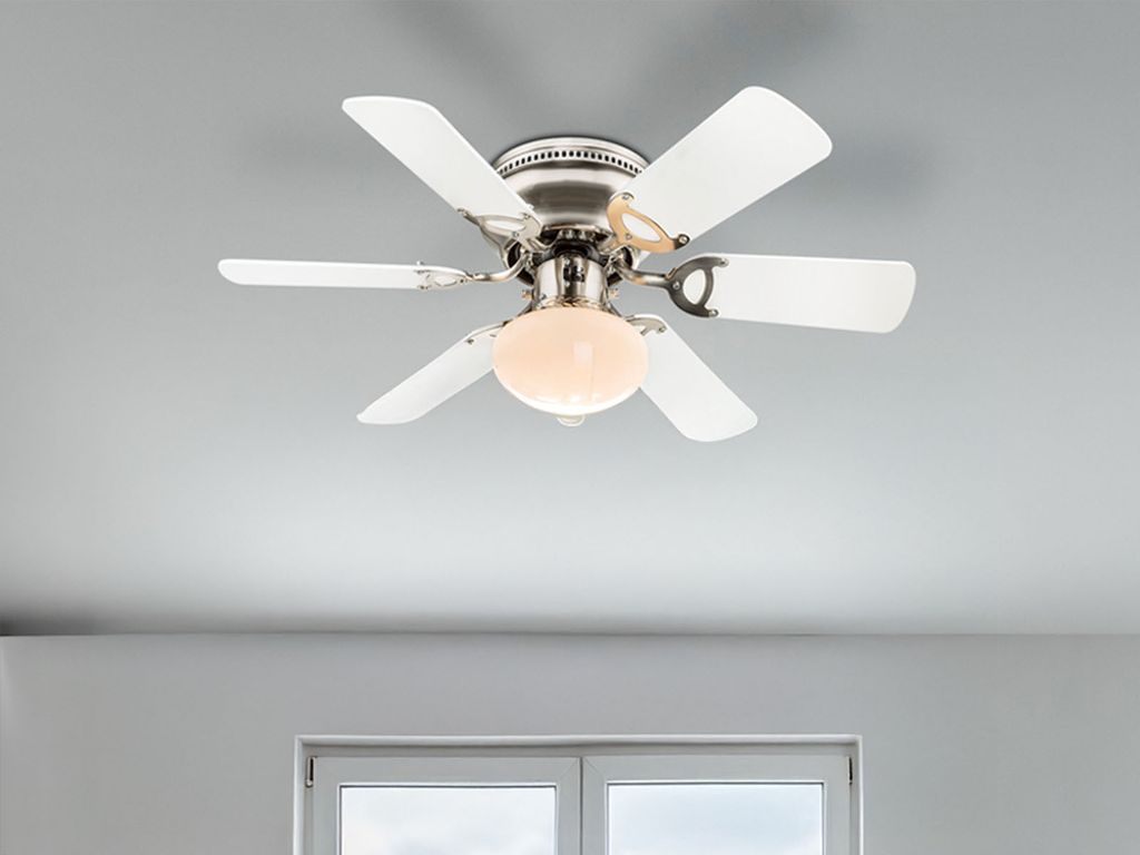 Petit Ventilateur de plafond avec Lumière Ugo Hêtre Gris 76 cm Ventilateur Mini
