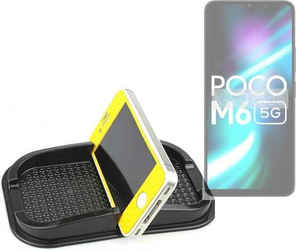 K-S-Trade Auto Anti Rutsch Matte Smartphone-Halter kompatibel mit POCO M6 5G Haft Pad Armaturenbrett Handy-Halterung Silikon
