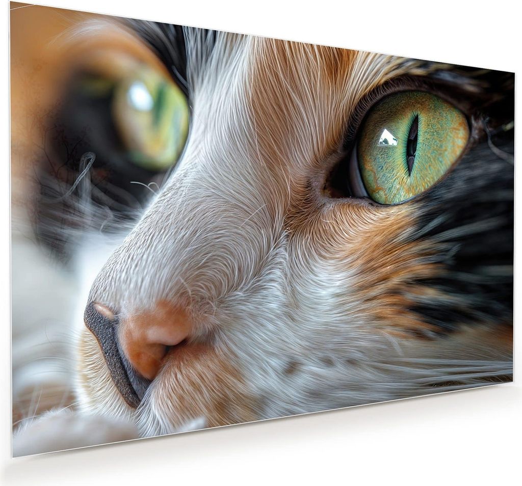 Glasbild 75x50cm in XXL für Wohnzimmer, Schlafzimmer Motiv Katzenaugen