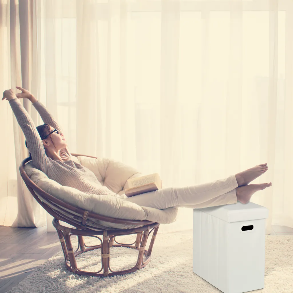 Tabouret de bureau blanc en similicuir - Siège d'appoint pour esthétique - 3