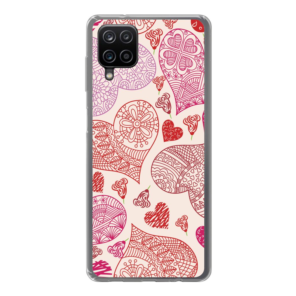 MuchoWow Handyhülle Schutzhülle Hülle für Samsung Galaxy A12 Eine Illustration mit rosa und roten Herzen Silikon Softcase Handy Hülle - Bild