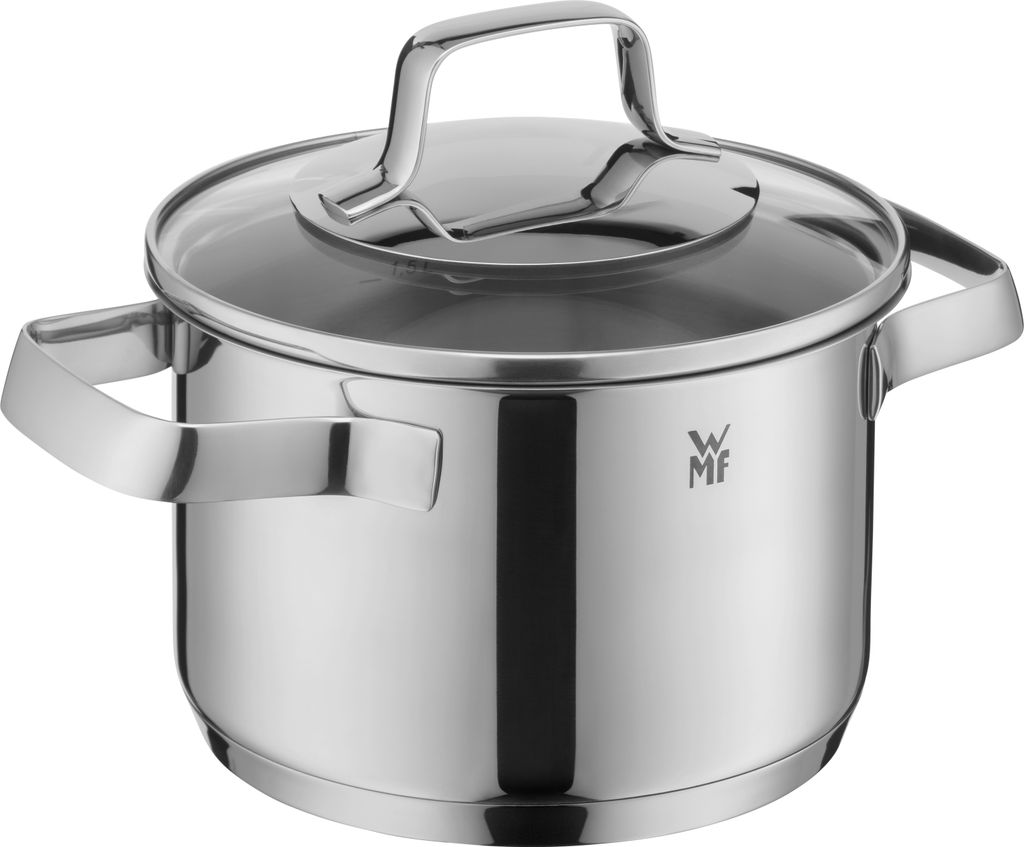 WMF Belmonte Kochtopf klein 16cm, Glasdeckel, Fleischtopf Induktion 1,9l, Cromargan Edelstahl poliert, unbeschichtet