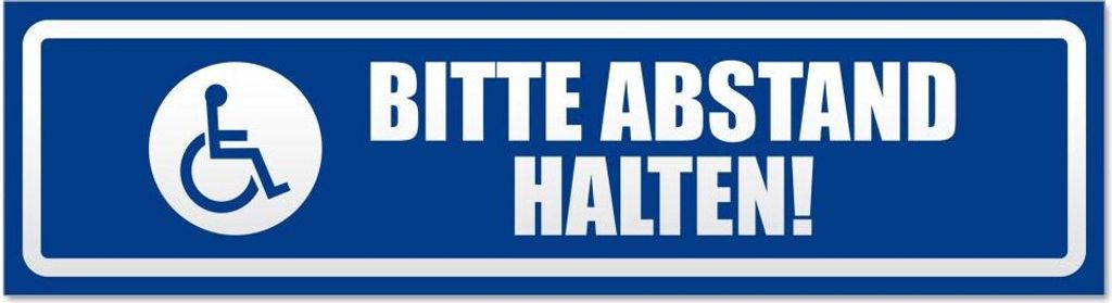 Bitte Abstand halten! Motiv 2 invertiert Magnetschild Schild magnetisch - 60cm Verkehrsblau - Magnetfolie für Auto PKW Kfz