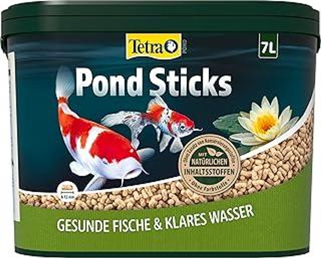 Tetra Pond Sticks - Fischfutter für alle Teichfische, unterstützt gesunde Fische und klares Wasser im Teich, 7 L Eimer