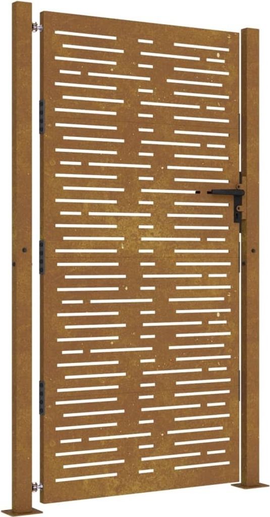 Hochwertige Gartentor 105x180 cm Cortenstahl Quadratisches Design, Gartentore DE1853