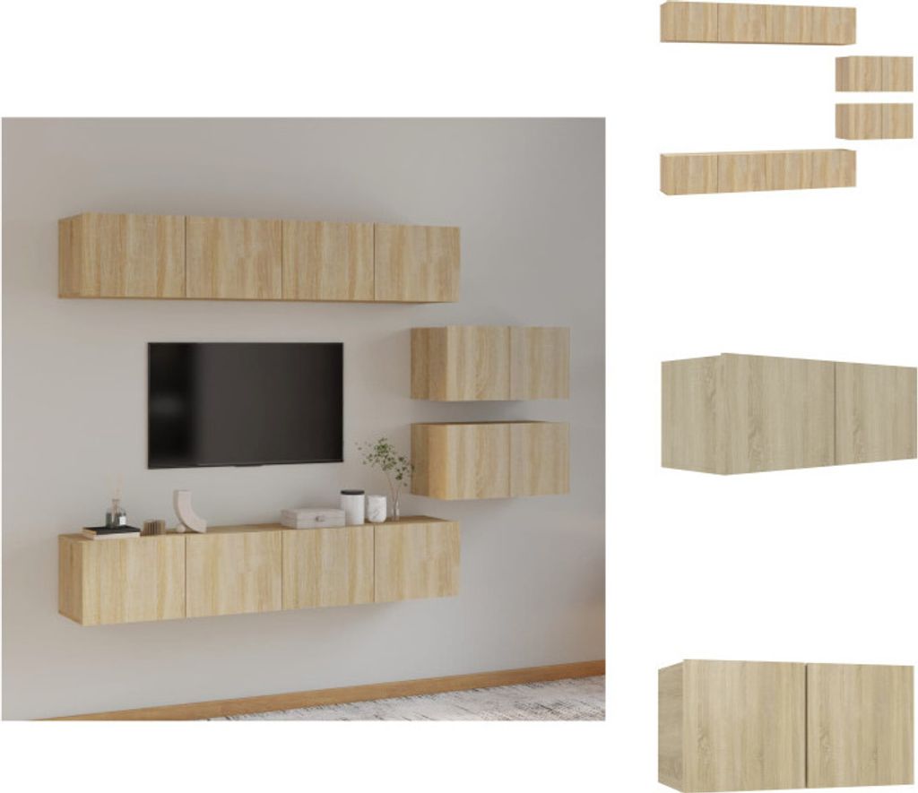 vidaXL 6-tlg. TV-Schrank-Set Sonoma-Eiche Holzwerkstoff -  Produktbild 