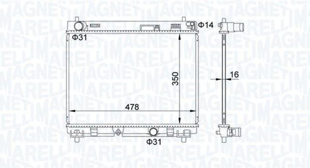 MAGNETI MARELLI 350213208200 Motorkühler OE 164000N050 kompatibel mit Yaris