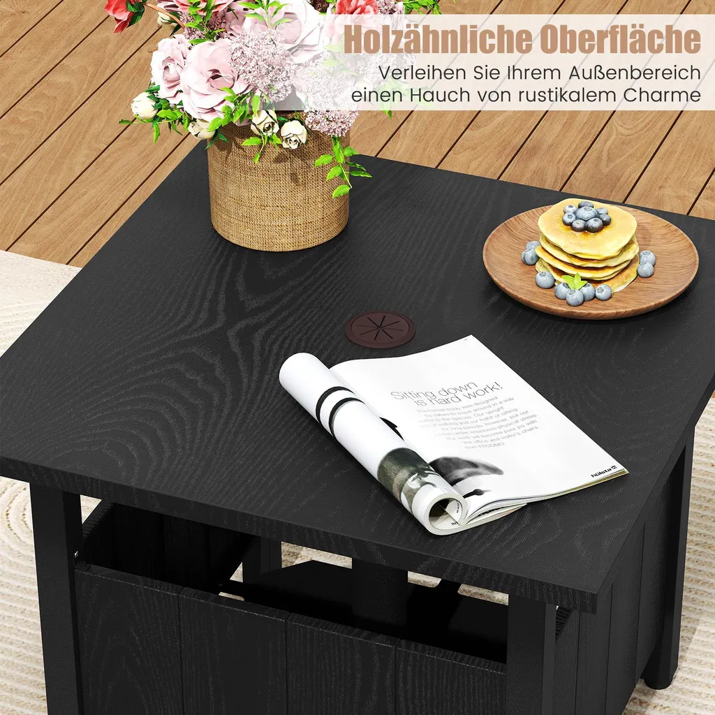 Table Basse Extérieure Résistante aux Intempéries avec Pied de Parasol - 5