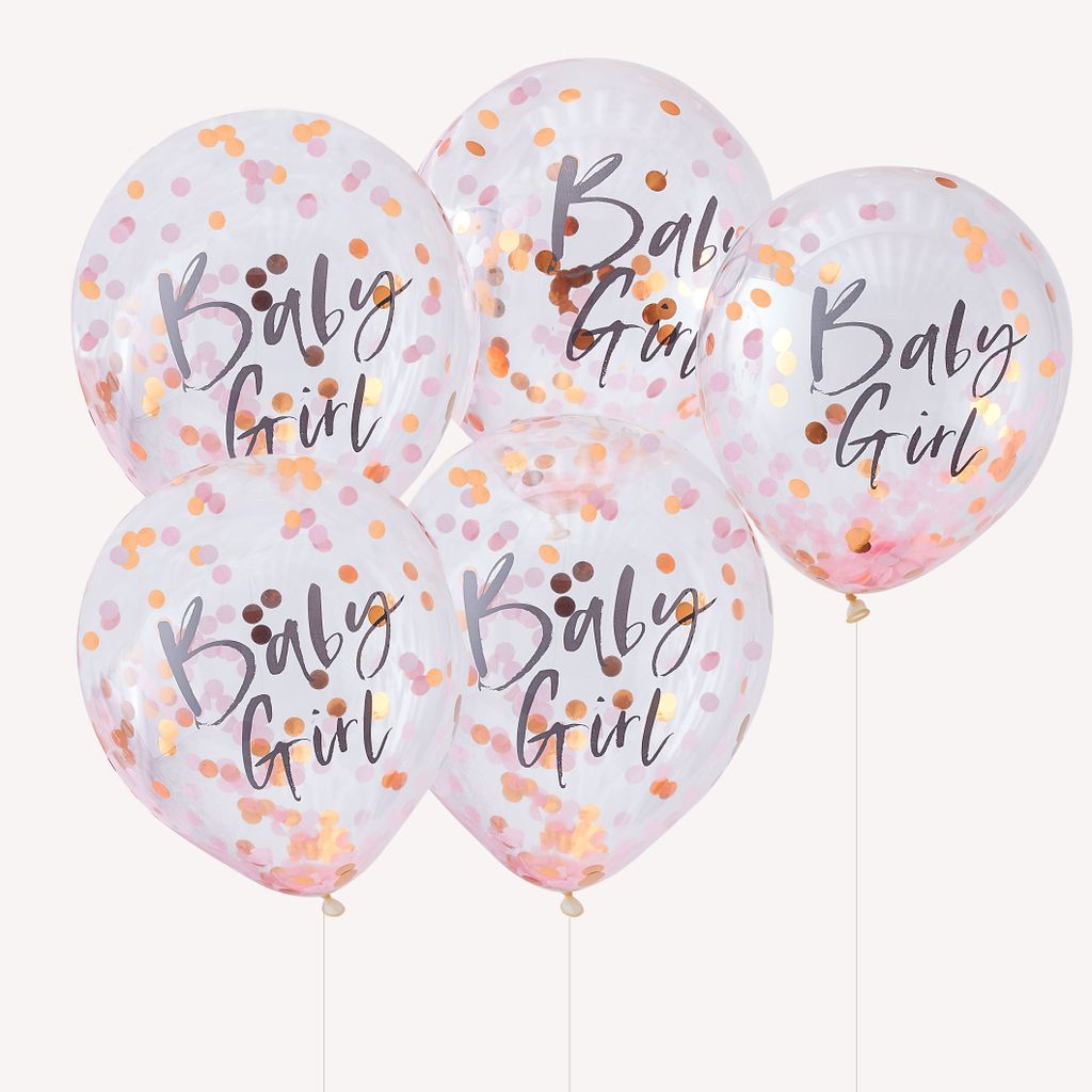 5 Newborn Star Baby Girl Konfettiballons 30cm