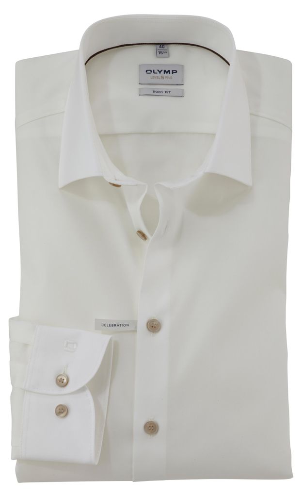 OLYMP Level 5 Body-Fit-Hemd, Popeline, hellbeige