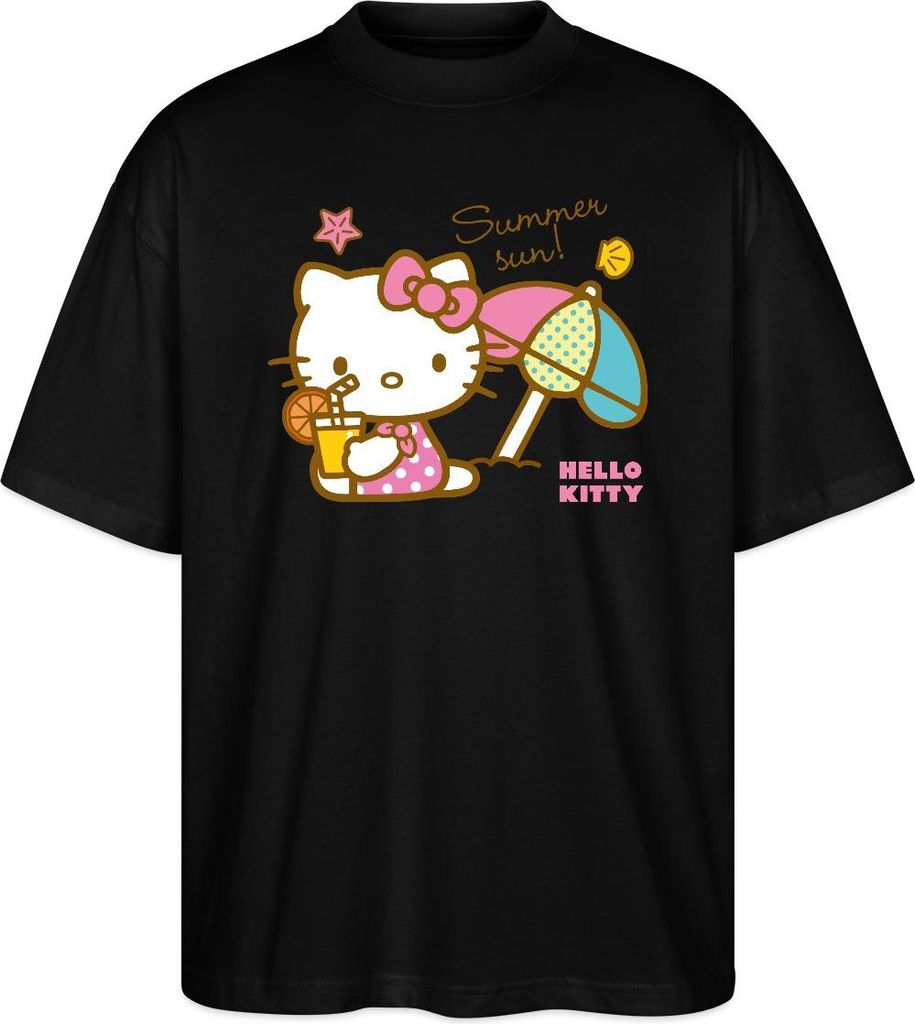 Spreadshirt Hello Kitty Am Strand Summer Sun Oversize Uni T-Shirt, XXL, Schwarz