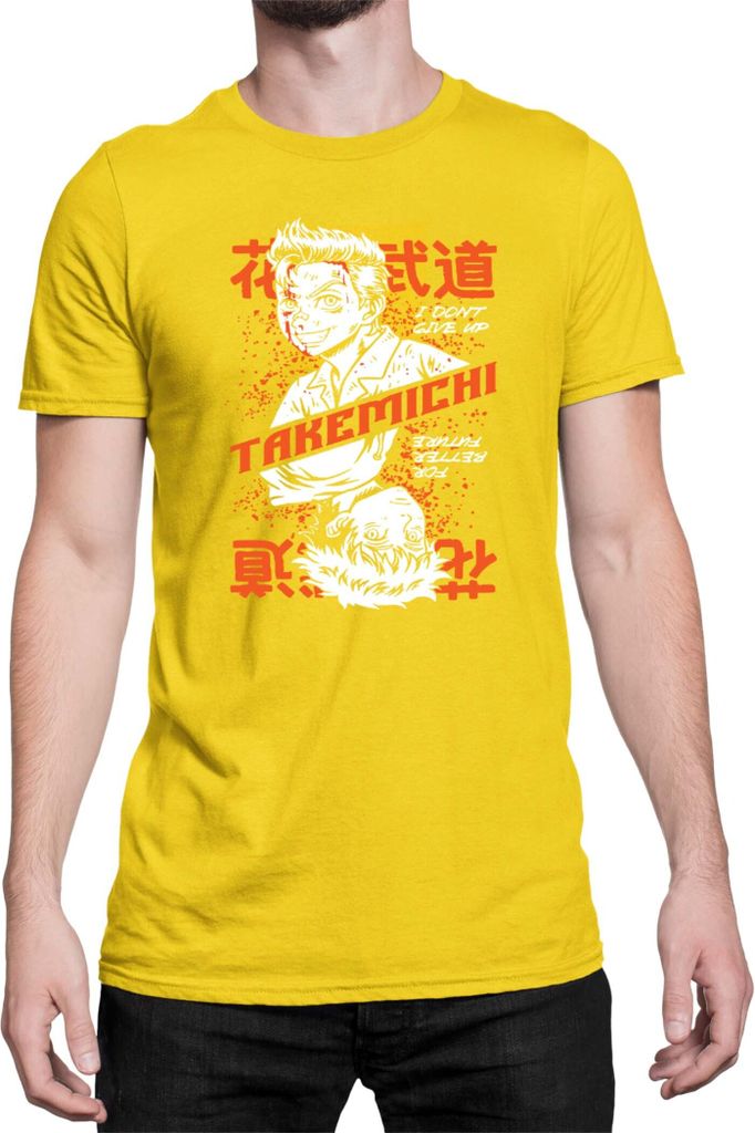 Herren T-Shirt Japan Anime Manga Tokyo Anime Revengers Takemechi, Man M / Gelb