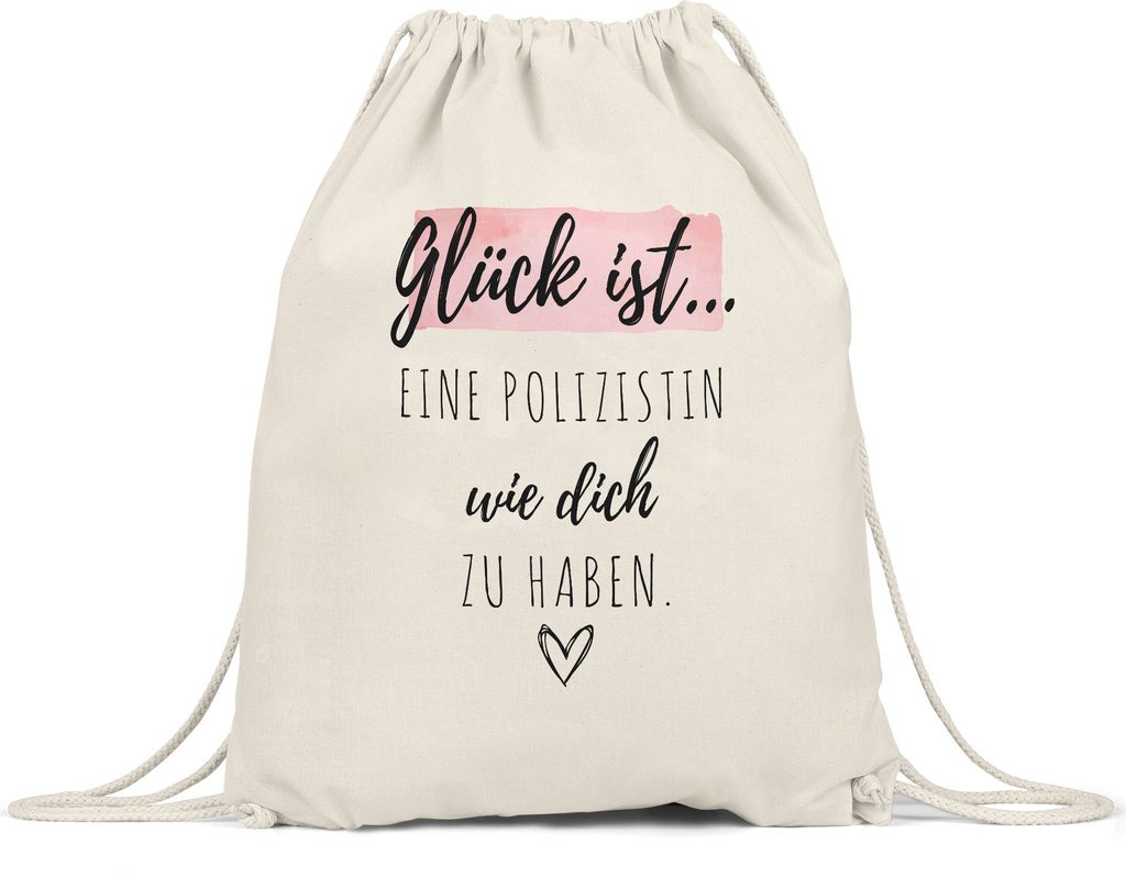 Glück Ist Eine Polizistin Wie Dich Zu Haben Turnbeutel Gymsack Geschenk Danke Sagen Polizei Schule Abschluss