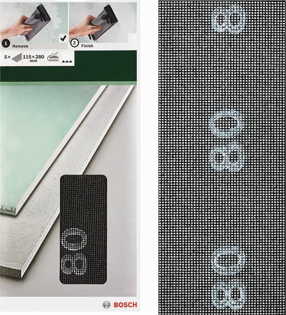 Bosch Schleifgitter 5 Stück, 115 x 280 mm K 80 für Gipskartonplatten