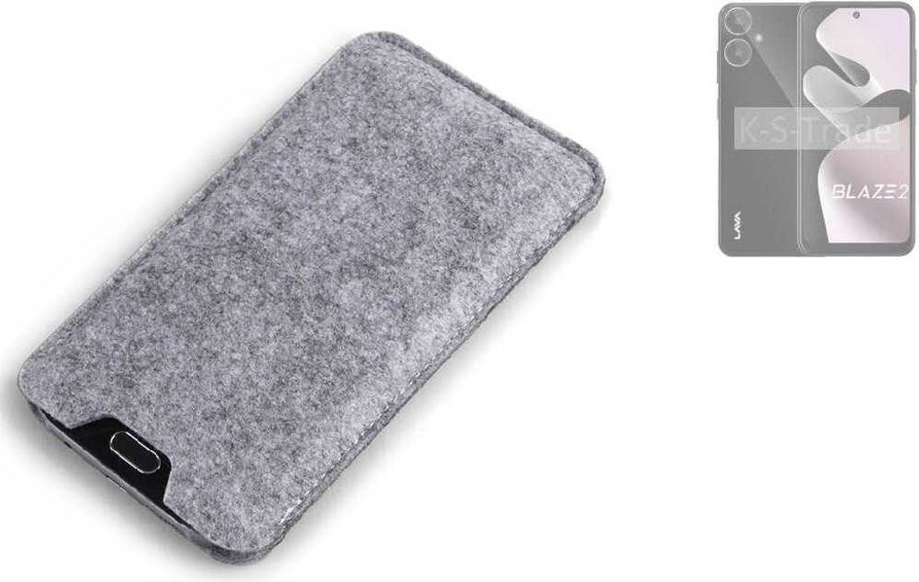 K-S-Trade Filz Handyhülle kompatibel mit Lava Blaze 2 Schutzhülle Filztasche Filz Tasche Case Sleeve Handy Hülle Filzhülle grau