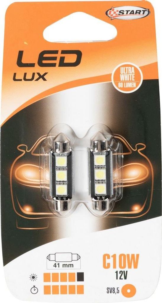 START Auto Torpedobirnen 3 LEDs 12V 10W zwei Stück 41 mm Auto Kennzeichenbeleuchtung