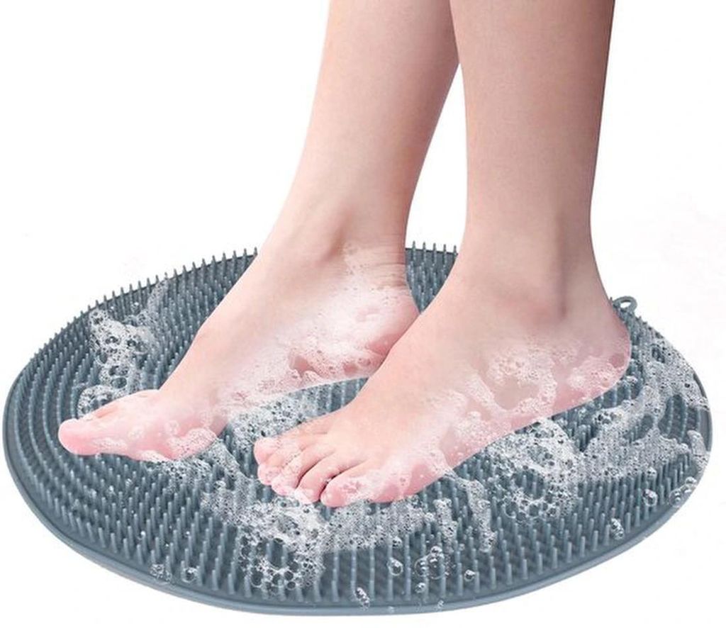 Unyqoos graue Silikon-Massagematte für rutschfeste und entspannende Dusche