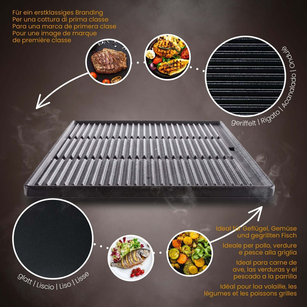 CLP Grillplatte emailliert,anthrazit 48.5x32 cm Produktbild 3