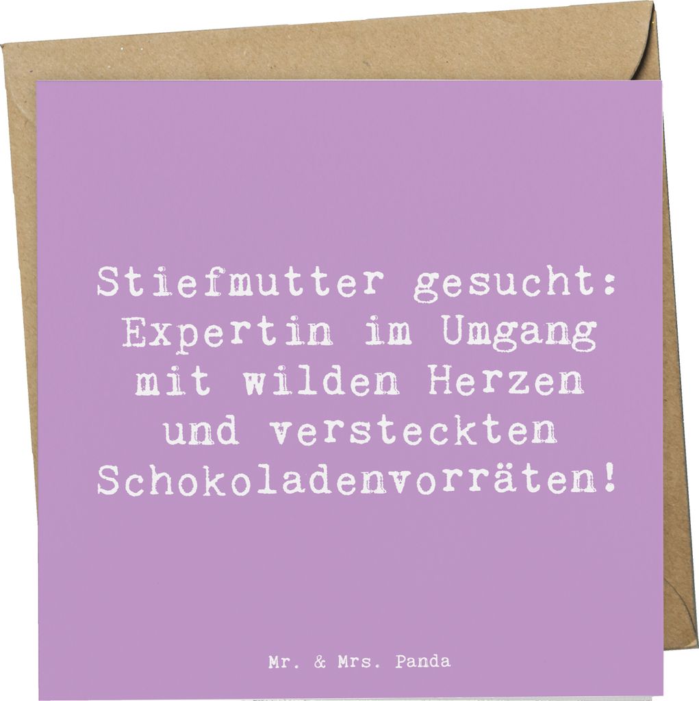 Mr. & Mrs. Panda Deluxe Karte Spruch Stiefmutter Expertin - Lavendeltraum - Geschenk, humorvolle Sprüche, Herausforderungen, Lächeln, anlasskarte...