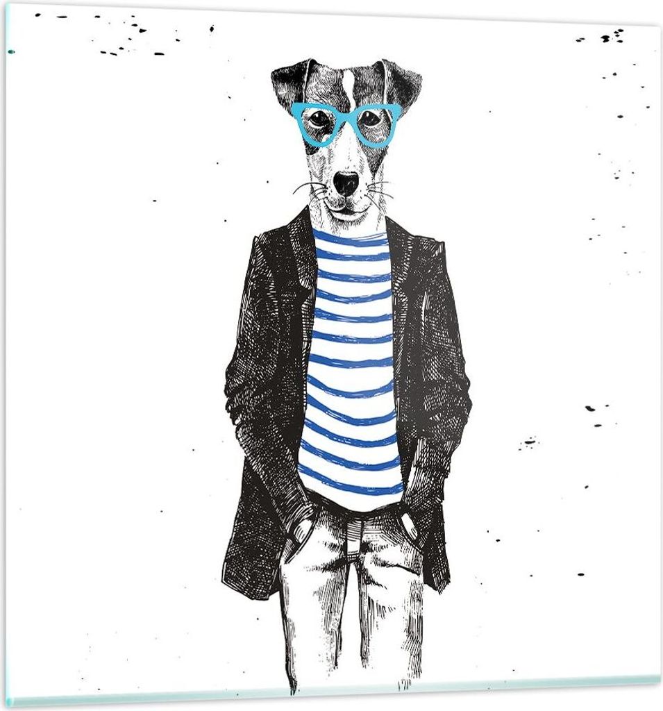 Bilder auf glas - Hund Abstraktion - 40x40cm - Glasbilder - Wandbilder - Kunstdruck - zum Aufhängen bereit - Wanddekoration aus Glas - Glas Bilder...