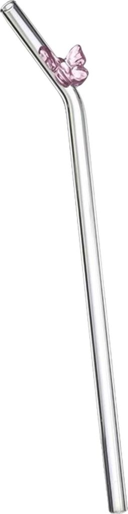 Wiederverwendbarer Glas-Strohhalm, buntes Schmetterlings-Design, hitzebeständiger transparenter Borosilikat-Strohhalm