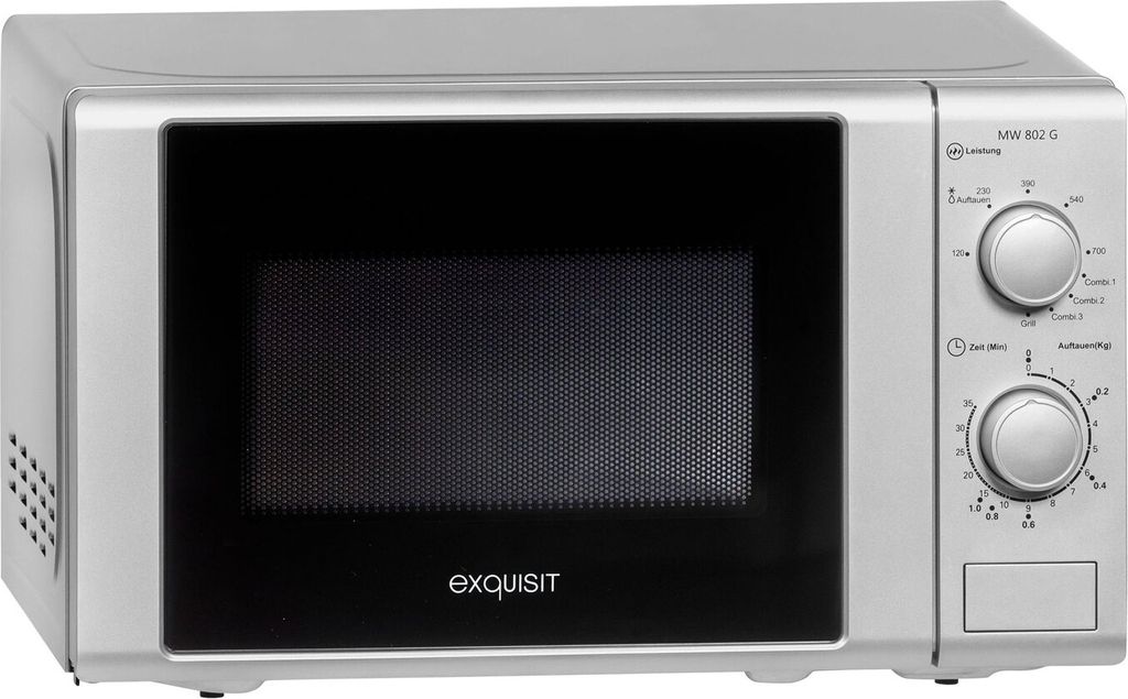 Exquisit MW 802 G, Blat, 20 l, 2050 W, obrotowy, Srebrny Zdjęcie produktu 