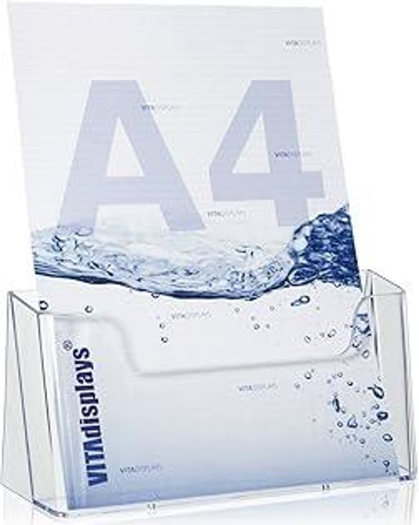 Tisch-Prospektständer Flyerständer/Prospekthalter von VITAdisplays(Transparent, DIN A4)