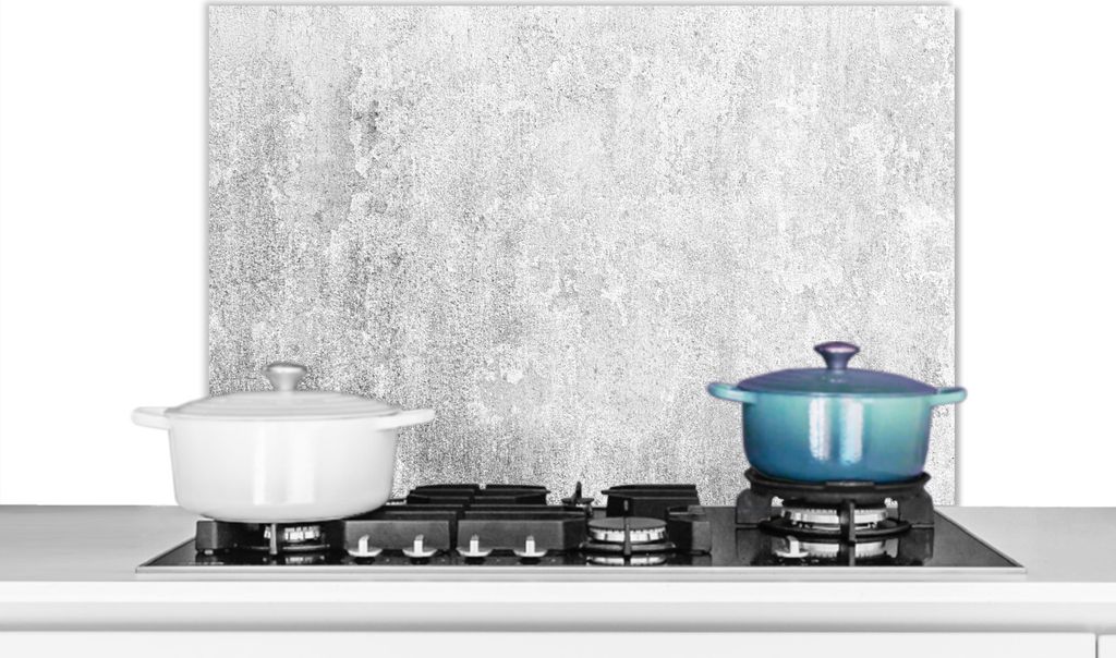 KitchenYeah Spritzschutz Küche - Küchenrückwand - Wandschutz für Herd und Spüle - Beton - Grau - Wand 80x55 - Alu-Dibond (Alternative zum S...