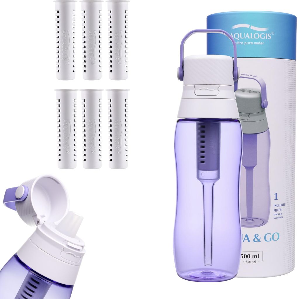 Aqualogis Filterflasche lavendel 500 ml + 6 Filters