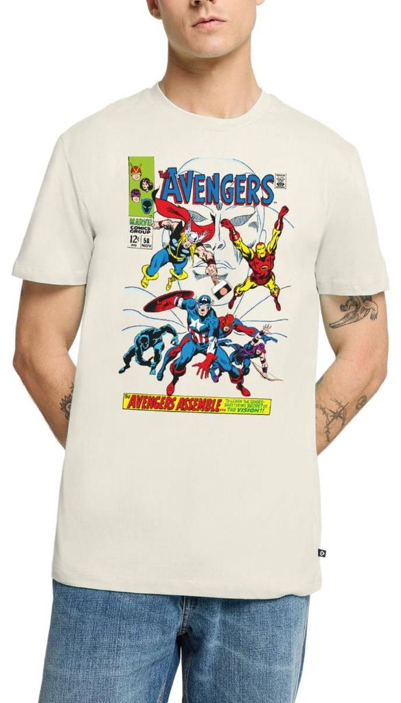 Spreadshirt Avengers Comic Superhelden Assemble Männer Premium T-Shirt, 5XL, Naturweiß