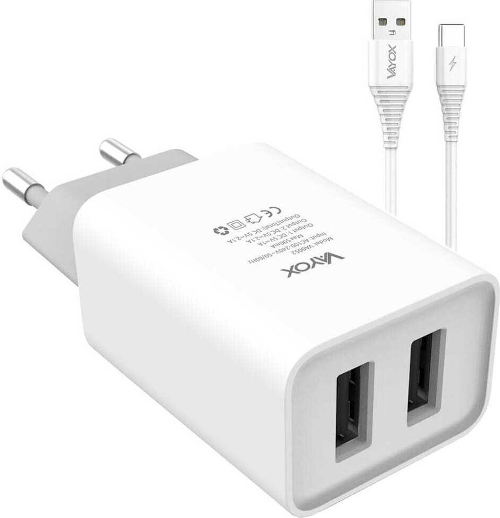 Caricatore Vayox + cavo VA0052C | 2x USB 5V 2.1A | cavo Immagine del prodotto 