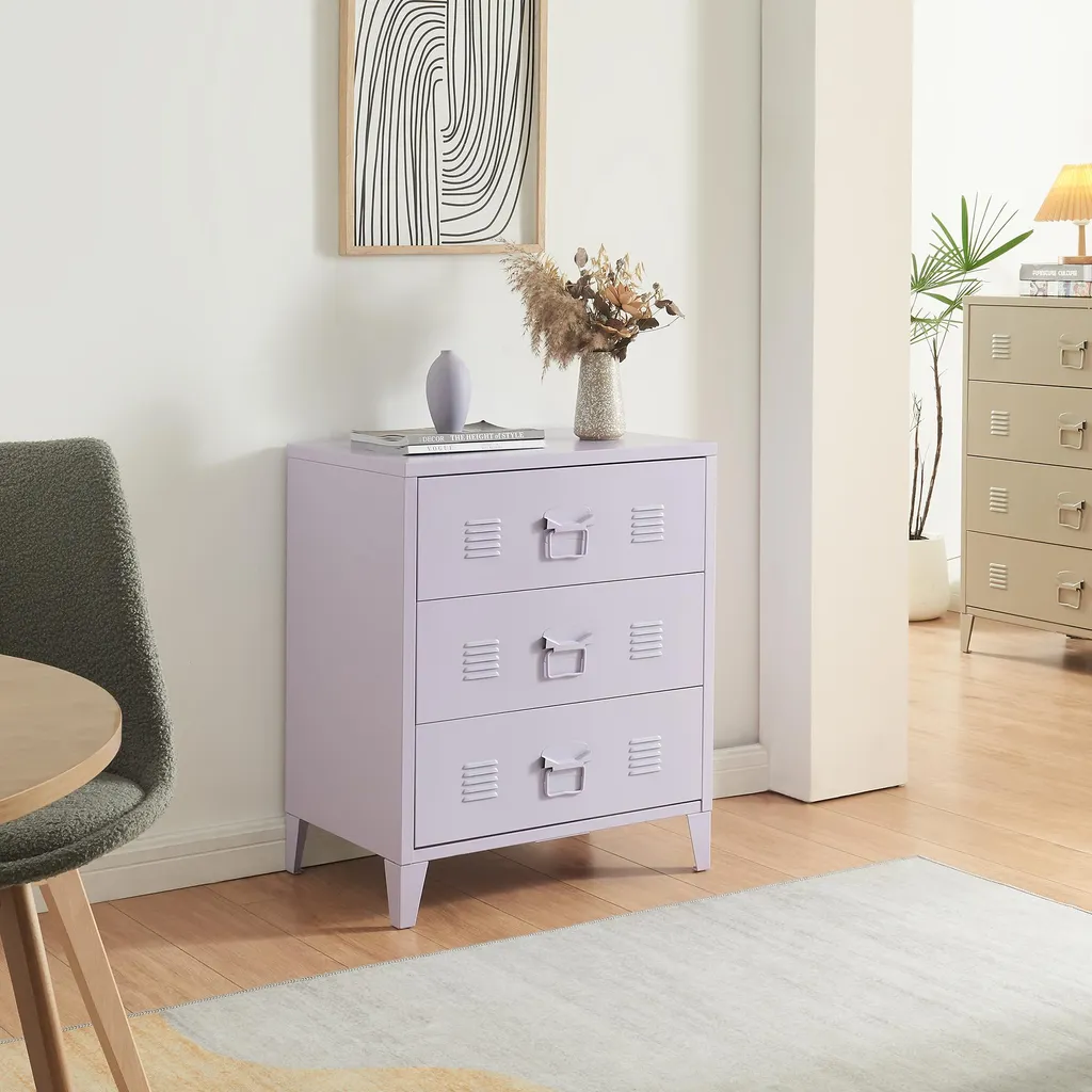 Meuble acier 3 tiroirs lila Hämeenlinna pour organiser votre intérieur