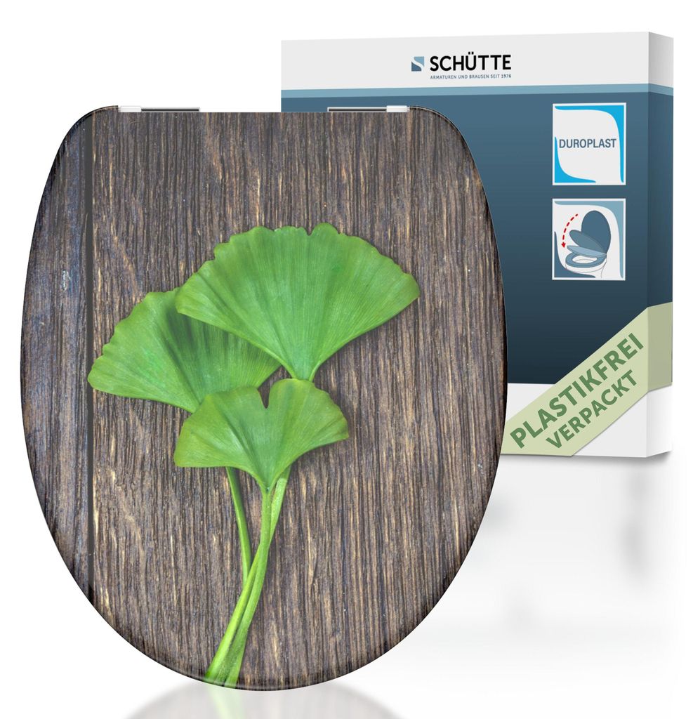 SCHÜTTE WC Sitz GINKO & WOOD, Duroplast Toilettendeckel mit Absenkautomatik Motiv, Klobrille, Klodeckel, Toilettensitz