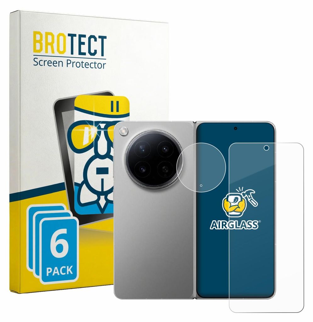 6x BROTECT Schutzglas für Oppo Find N6 (Display+Kamera) Schutzfolie Panzer Folie Glas Display Schutz klar