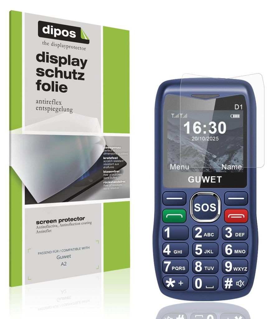 4x Schutzfolie für Guwet A2 matt Displayschutzfolie Folie Display Schutz dipos