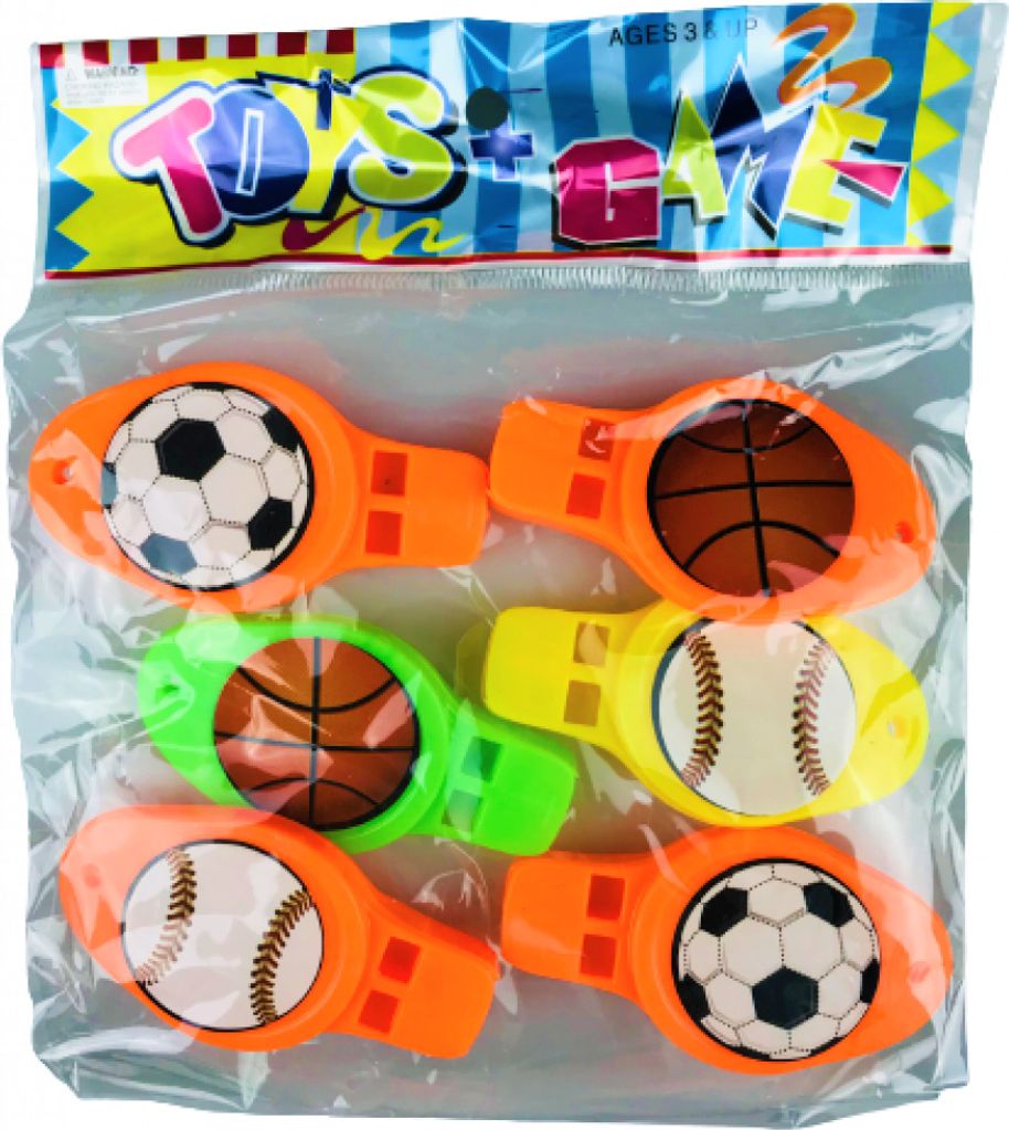 Pfeife mit Ballmotiv 6 Stück im Set