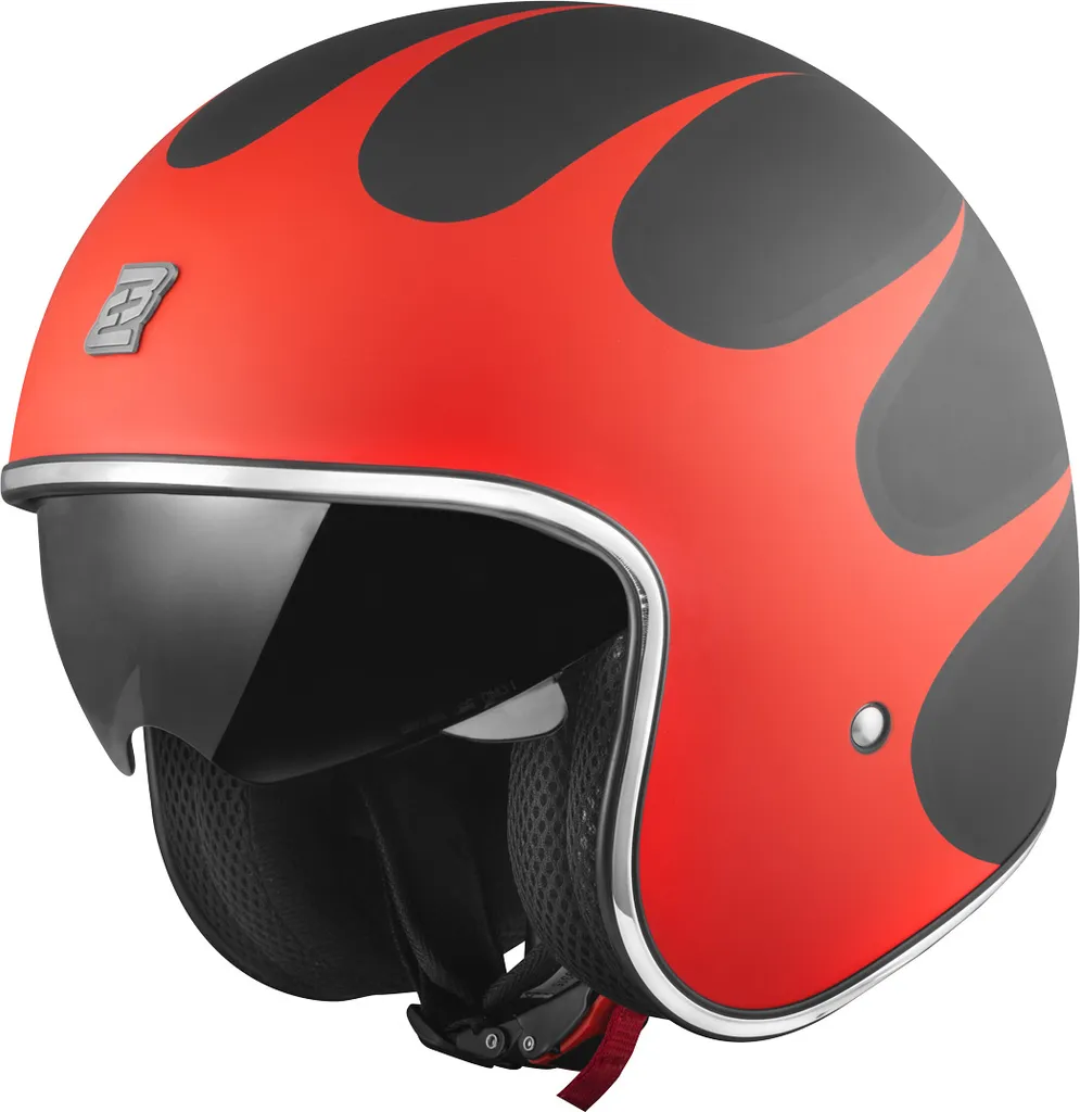 Casque Moto Jet Bogotto V537 Wogi Design Vintage Noir et Rouge XS