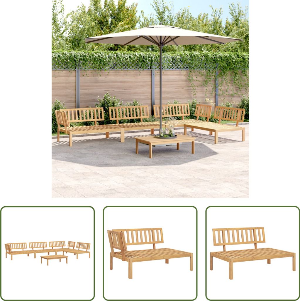 The Living Store 5-tlg. Garten-Sofagarnitur aus Paletten Massivholz Akazie