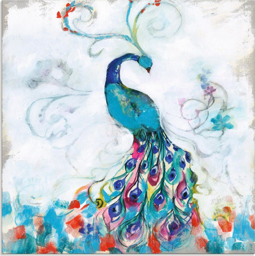 ARTland Glasbild Konfettipfau I Größe: 20x20 cm