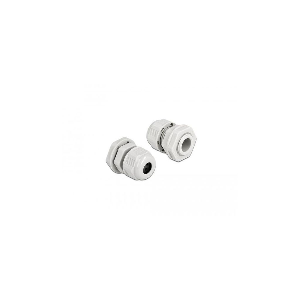 DeLOCK Kabelverschraubung PG9 für Rundkabel mit vier Kabeleinführungen grau 2 Stück, Grau, Kunststoff, 2 Stück(e), PG9, 2 mm, IP68