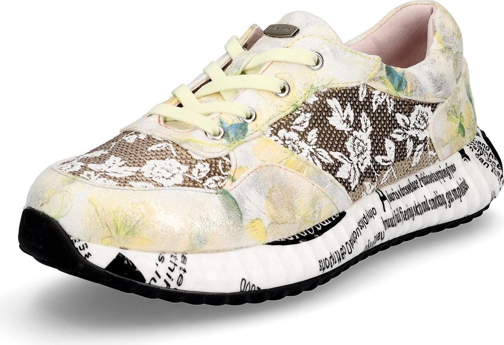 Laura Vita Damen Sneaker mehrfarbiger Plateau Sneaker Burton 05, Größe:40 EU, Farbe:Gelb