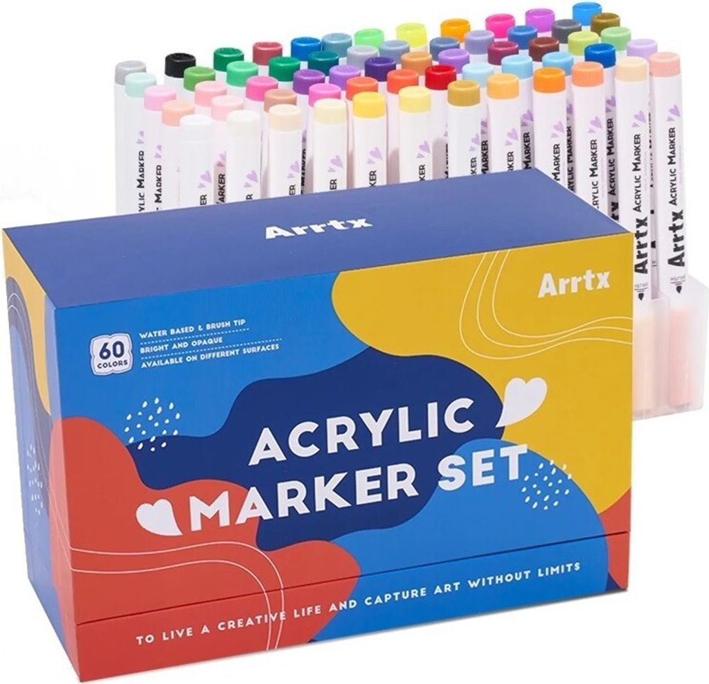 Markery pędzelkowe akrylowe ARRTX, 60szt podstawowe Zdjęcie produktu 
