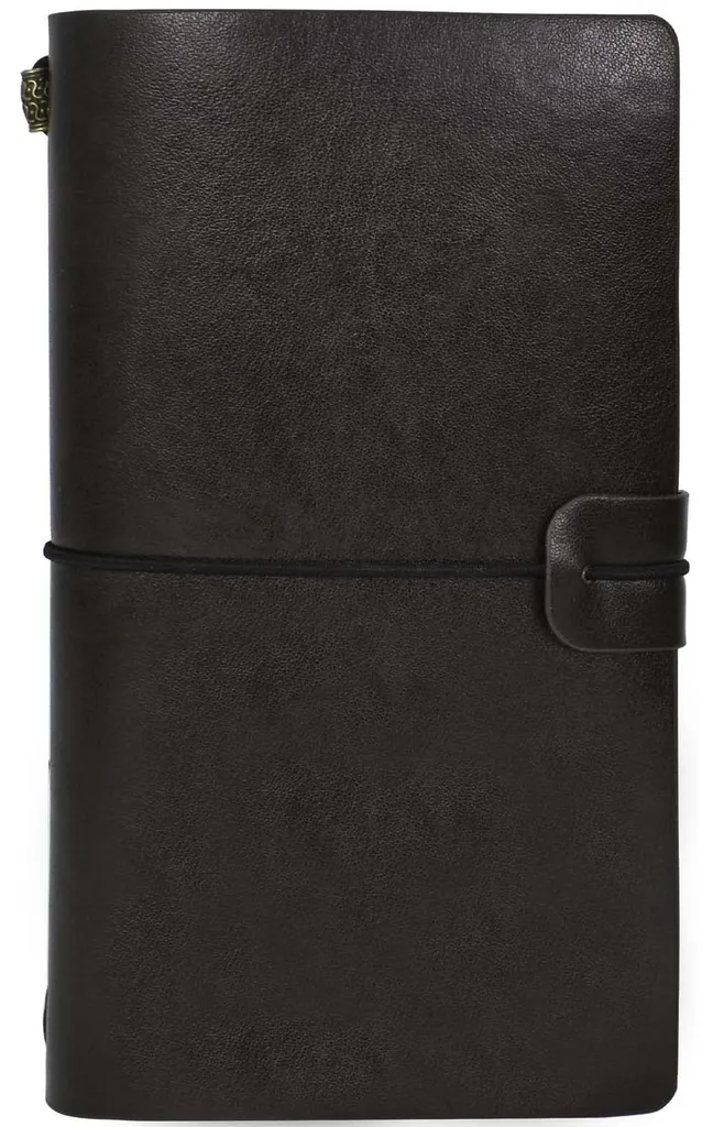 Carnet A6 en cuir noir rechargeable, journal intime et carnet de voyage