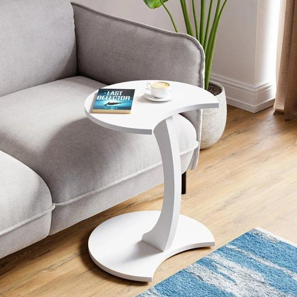 Support ordinateur portable InterGo en C, table d'appoint 45x45 cm blanc