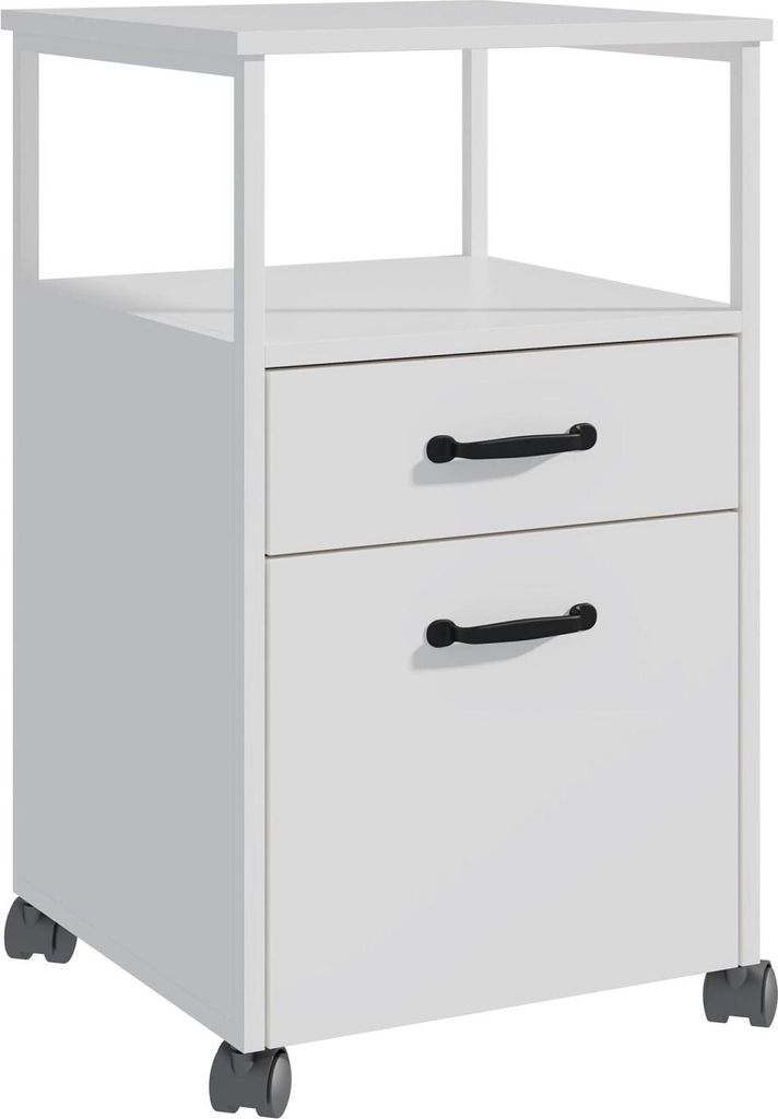 Rollbarer Aktenschrank mit 2 Schubladen, mobile Büroaufbewahrung
