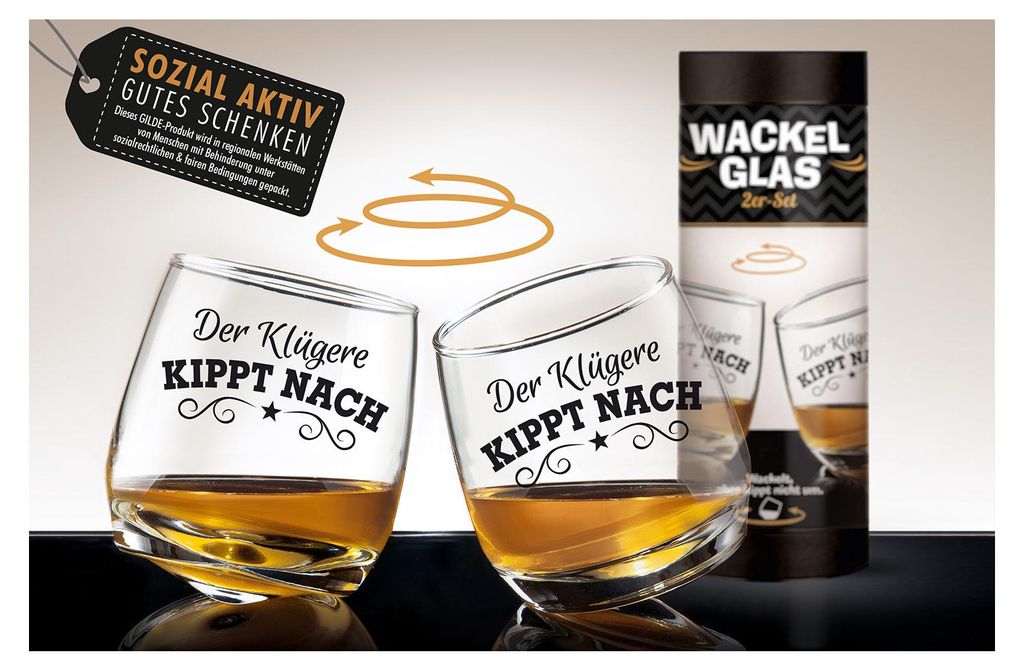 Wackelglas "Der klügere kippt nach", 2er Set Produktbild 