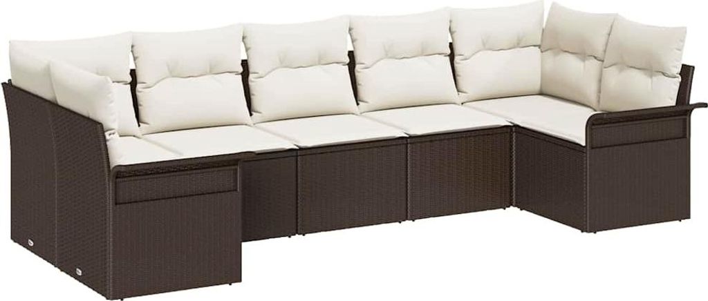 vidaXL Gartensofa-set mit Kissen 7 pcs Braun Poly-Rattan
