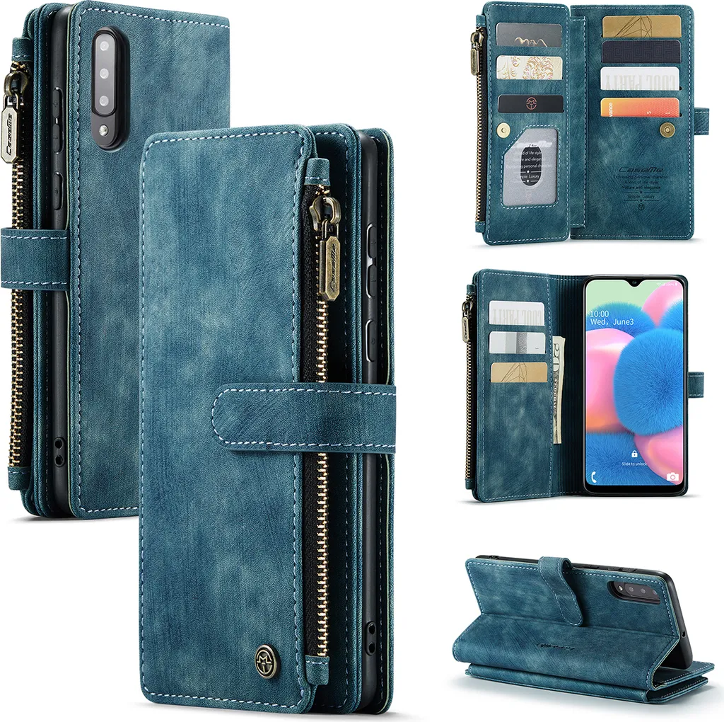 Custodia Samsung Galaxy A50 Blu: Eleganza in Pelle Sintetica e Zip