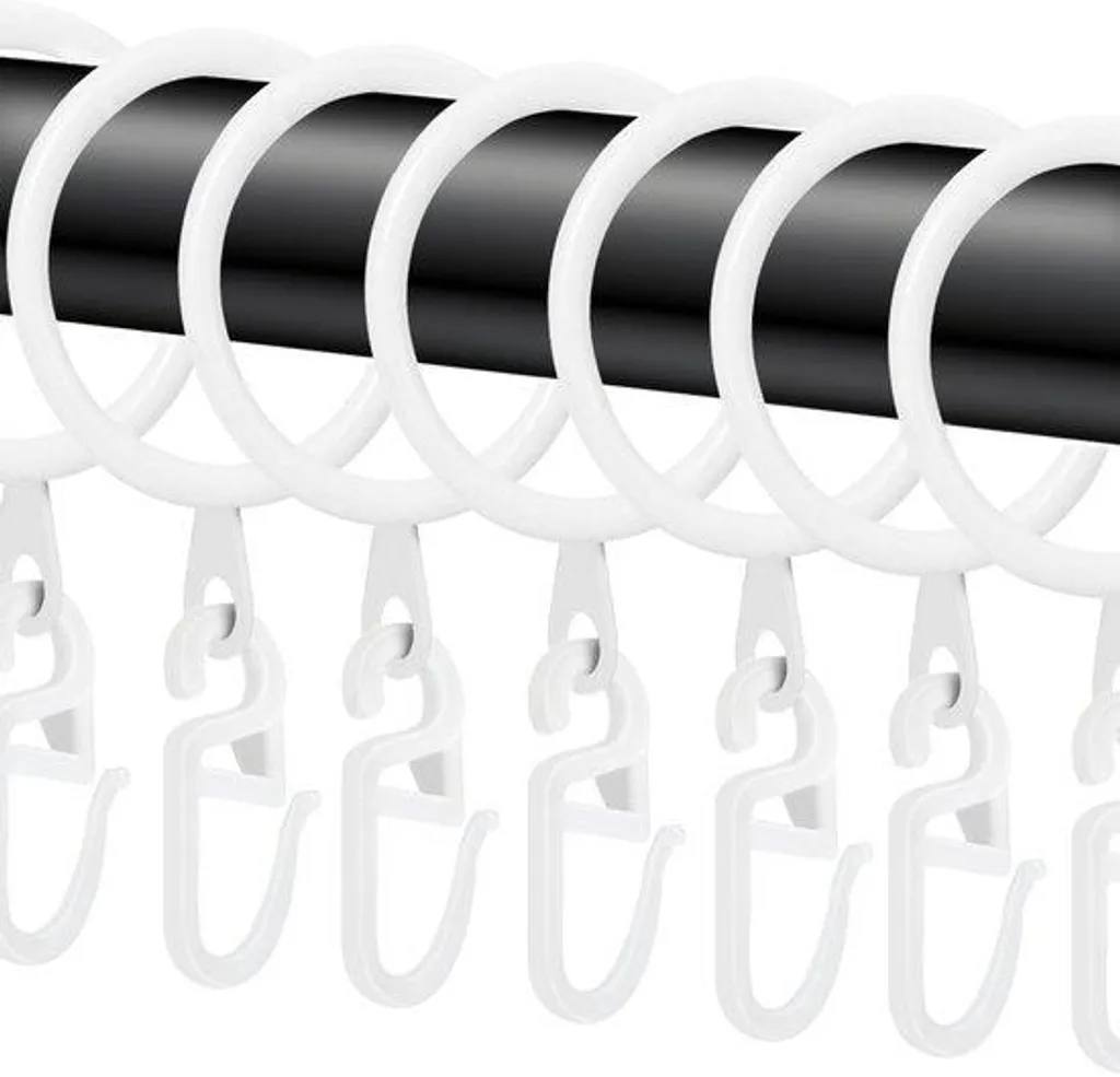 Anneaux pour Rideau de Douche en Métal Blanc Ø 30mm - Lot de 40 Pièces