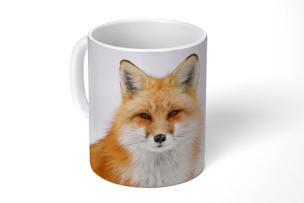 KitchenYeah Tasse Kaffeetasse Kaffeebecher 350 ml Fuchs - Schnee - Winter Teetasse - Fototasse - Becher - Keramikbecher - Teebecher - Kaffeetasse...